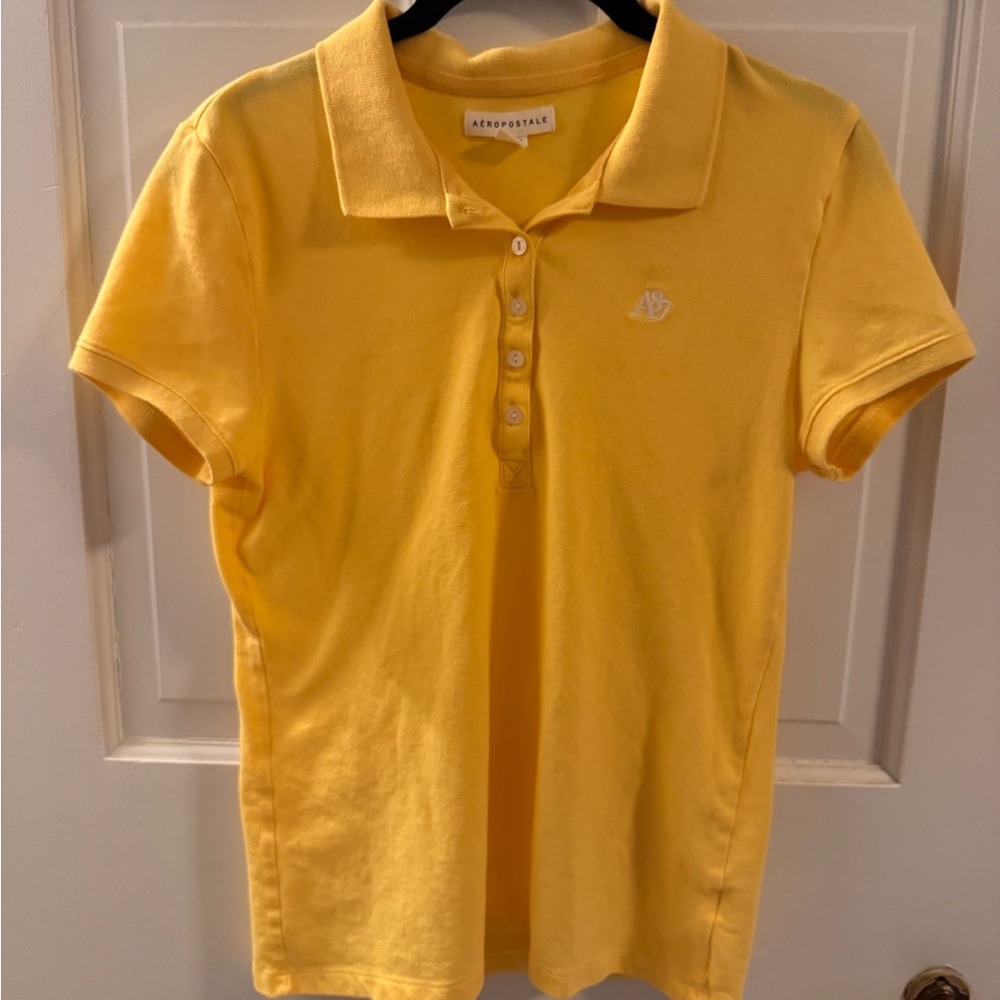 Aeropostale Y2K butter yellow polo shirt